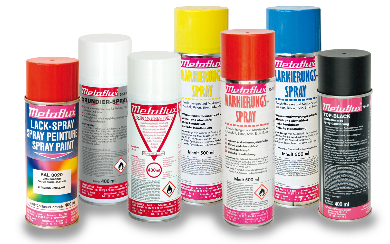 Farb-, Lack-, Markierungs- und Grundier-Sprays